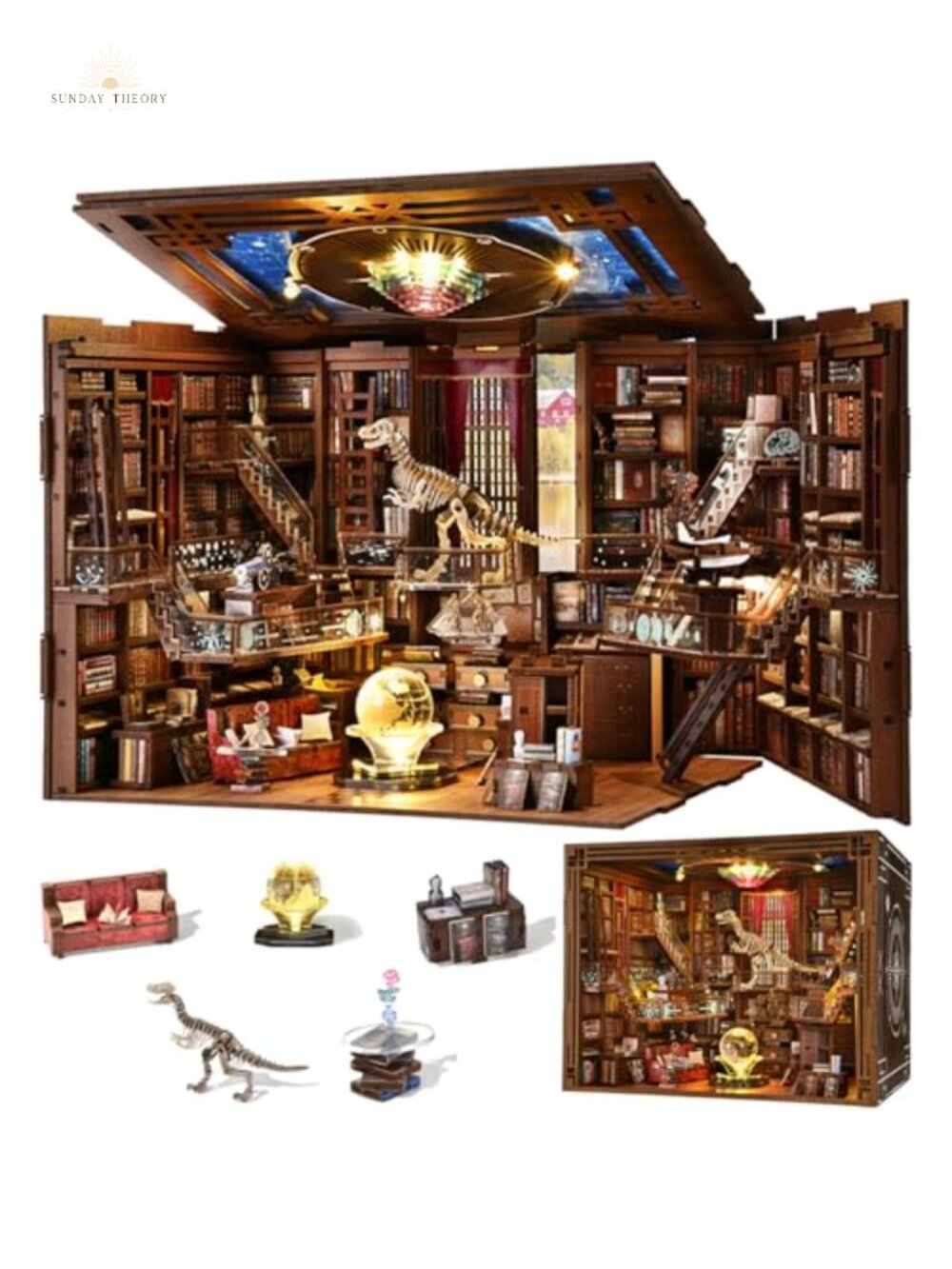 Beyond Library Max Book Nook Kit, DIY 3D Wooden Miniature Dollhouse Puzzle Desk